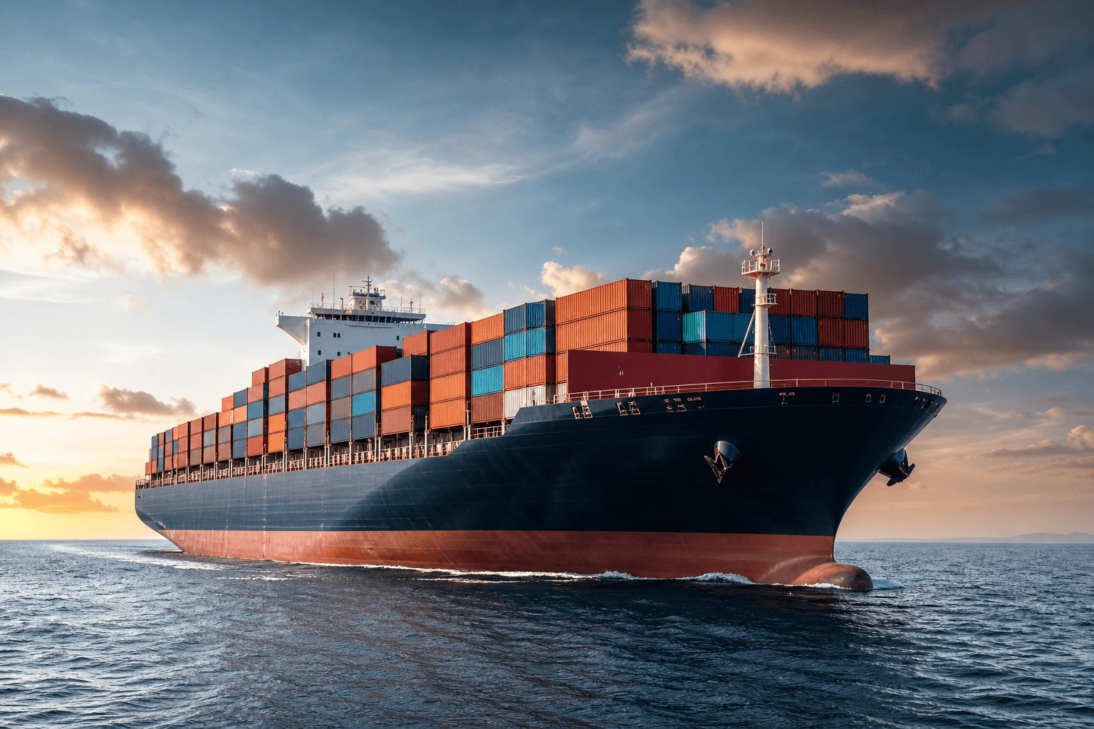Cargo container ship for global export logistics